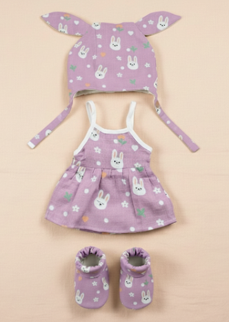 Dyed Color Tie Knot Frock wiht Cap and Booties Combo