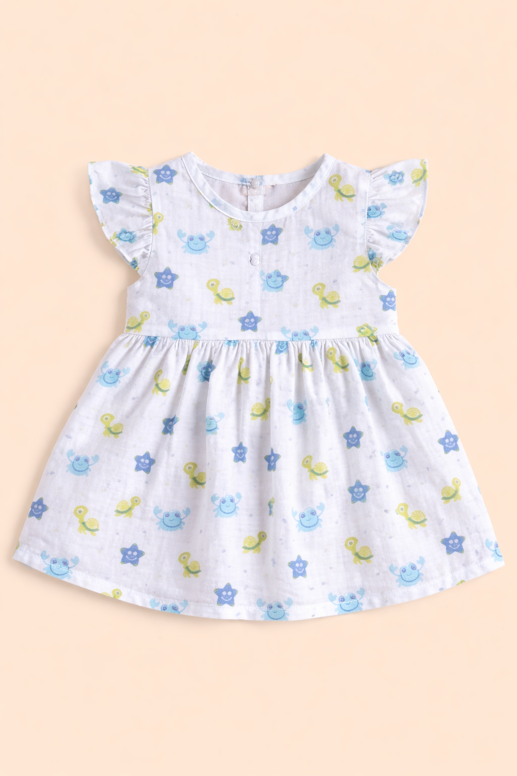 Single Back Button weist frilled | Muslin Cotton Frock