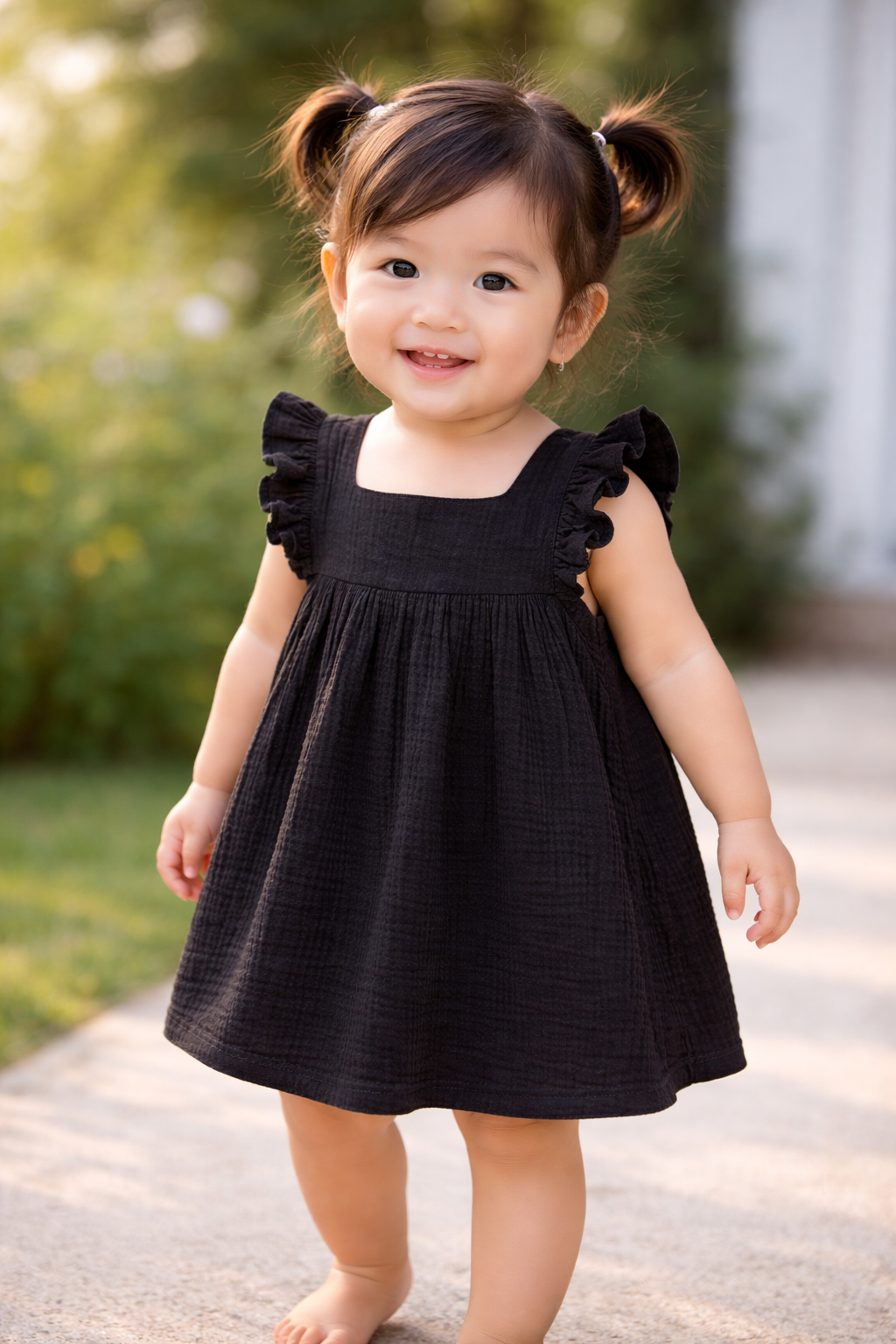 Double-Layer Ruffle Sleeves  | Soft & Comfortable | Black