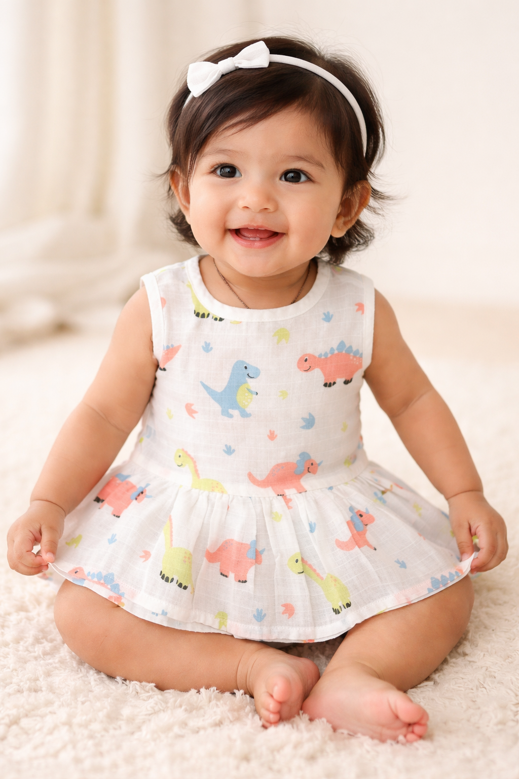 100% Muslin Cotton | Baby frock with Chest Cut | Back Button