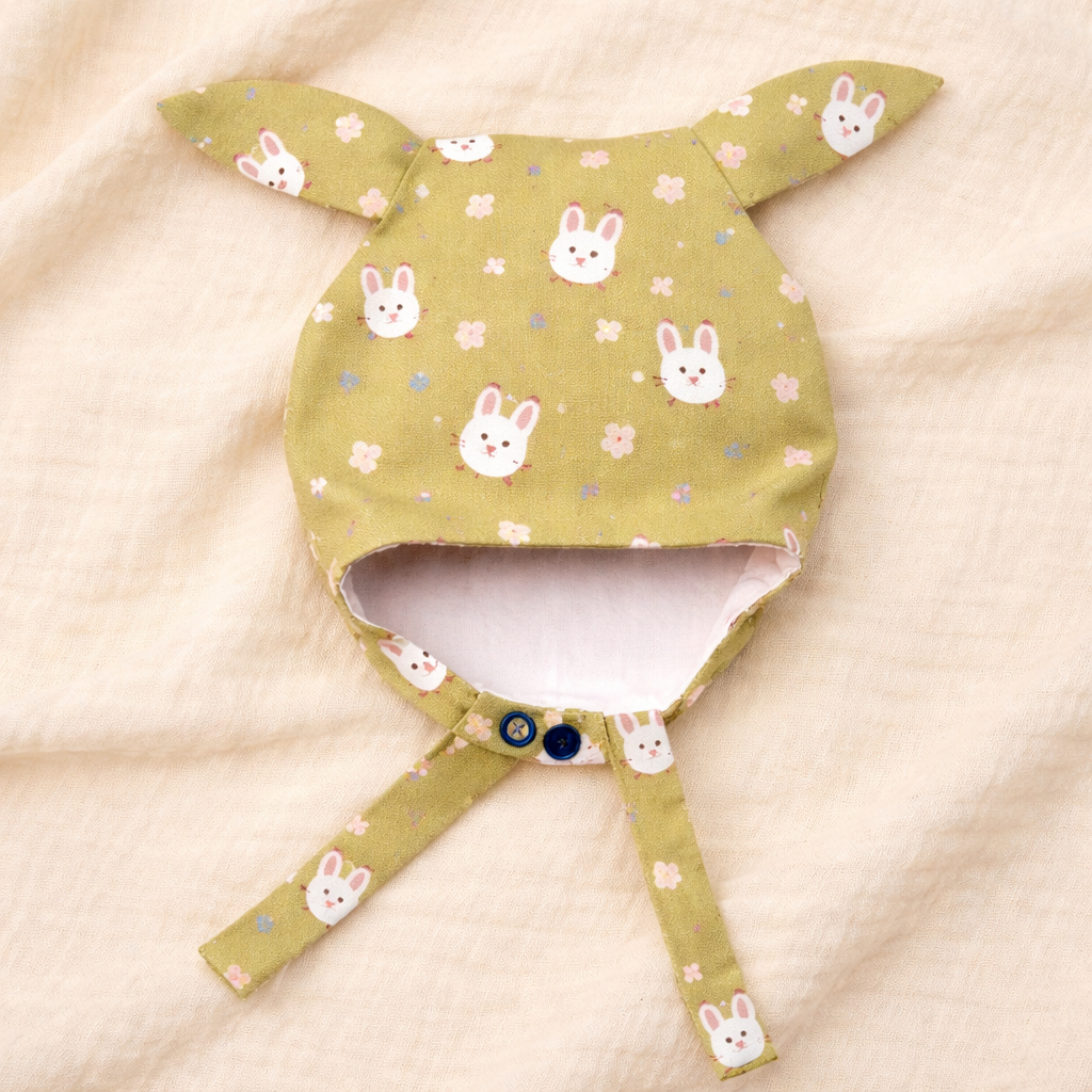Skin friendly Muslin cotton | Bunny print Frock with matching Cap and booties