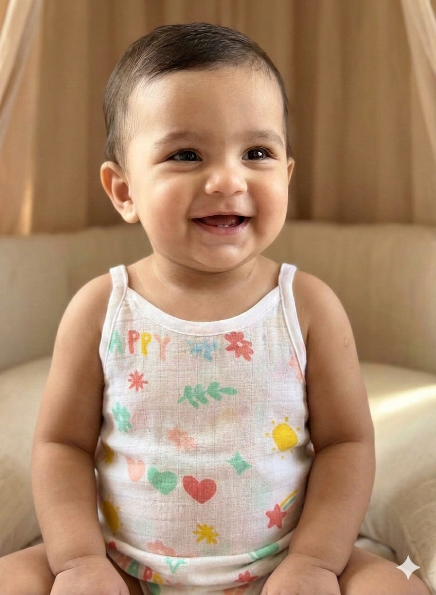 Adjustable Tie -Knot Muslin Cotton Jabla for New Borns