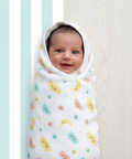 100% Muslin Cotton baby Hooded Towel | Highly Absorbent | Single