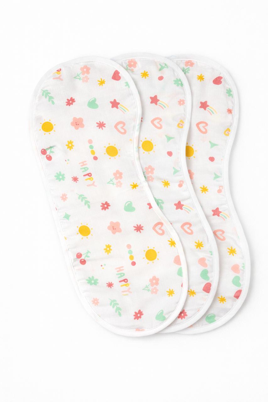 100% Muslin cotton Burp Cloth | New born | 0-6 months | 4 layer | Pack - 2/3