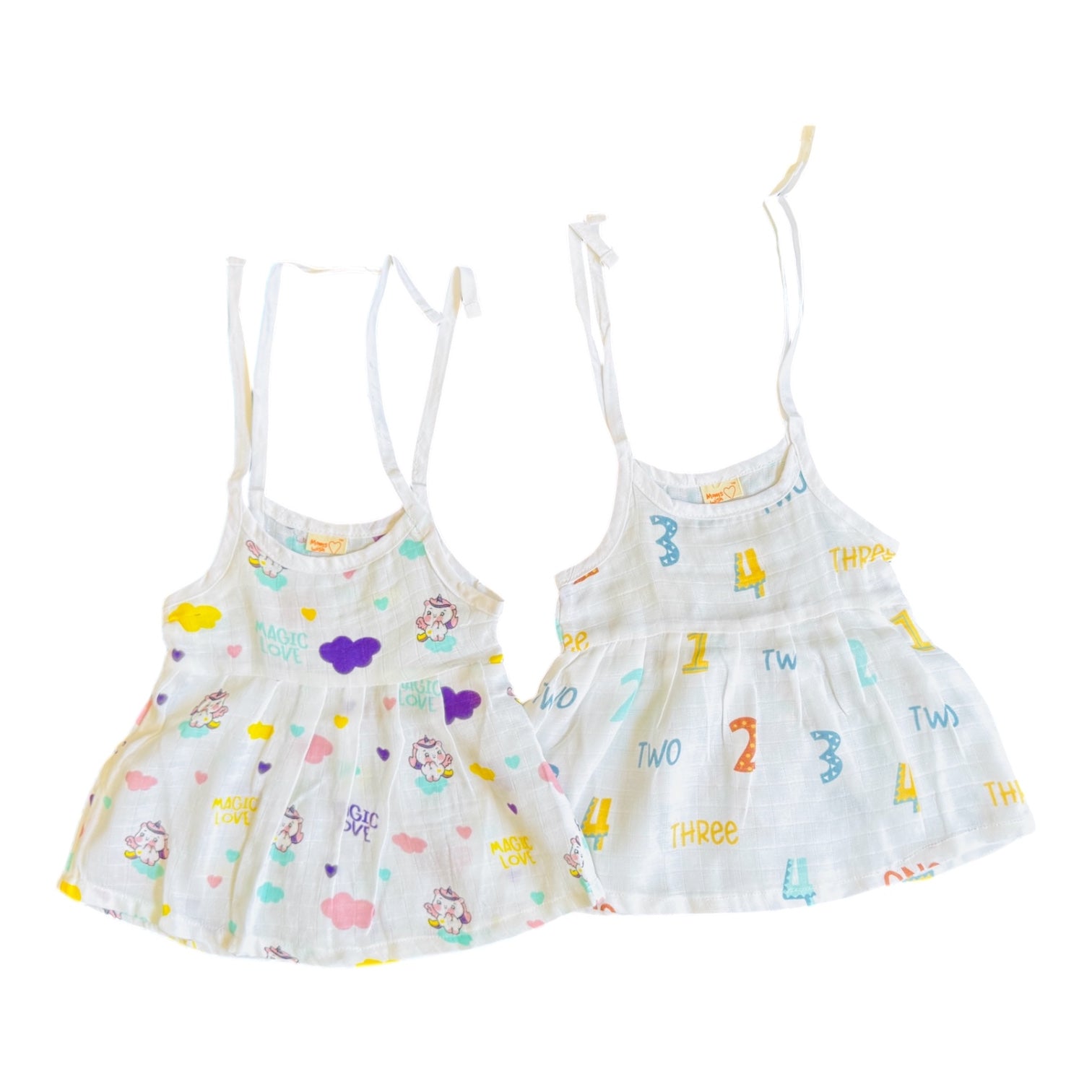 100% Muslin Cotton Tie knot Frocks | New born to 6 months | Pack of 2, 3 and 5