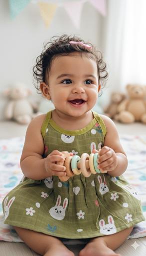 Skin friendly Muslin cotton | Bunny print Frock with matching Cap and booties