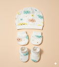 Ribbed Muslin Cotton Caps mittens and Booties