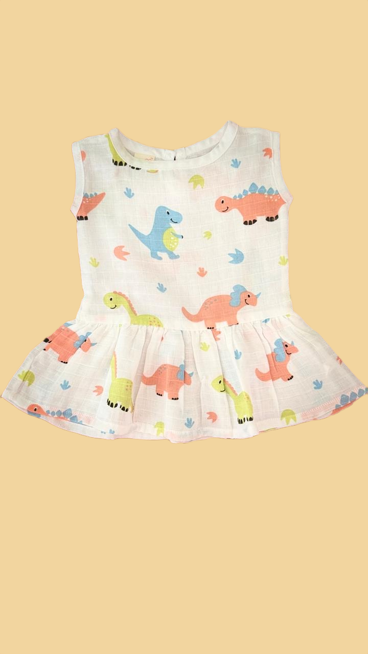 100% Muslin Cotton | Baby frock with Chest Cut | Back Button
